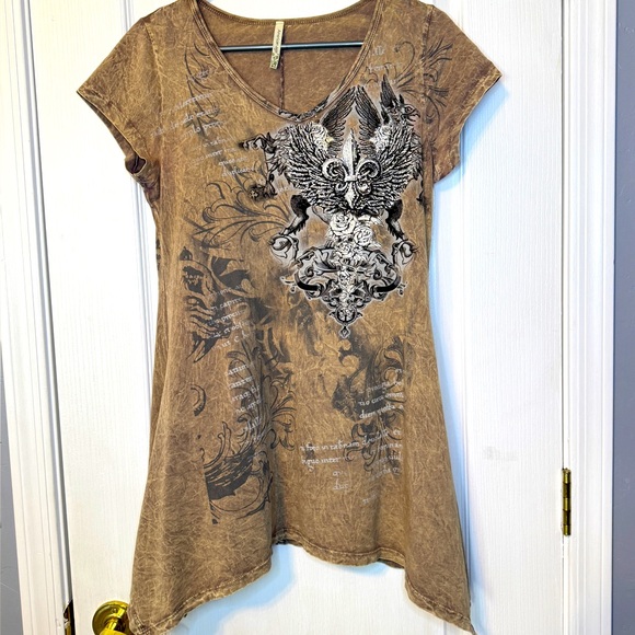 American Age- Graphic Women's Top-Y2K-Fluer de Lis Embellished design-Large - Picture 1 of 6